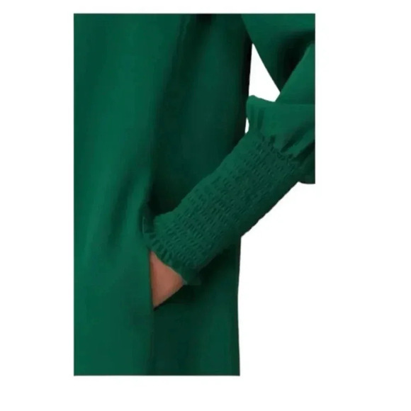 Amanda Uprichard Green Naoemi Dress Turtleneck Mini Long Sleeve Smocked Sz S - Picture 4 of 13